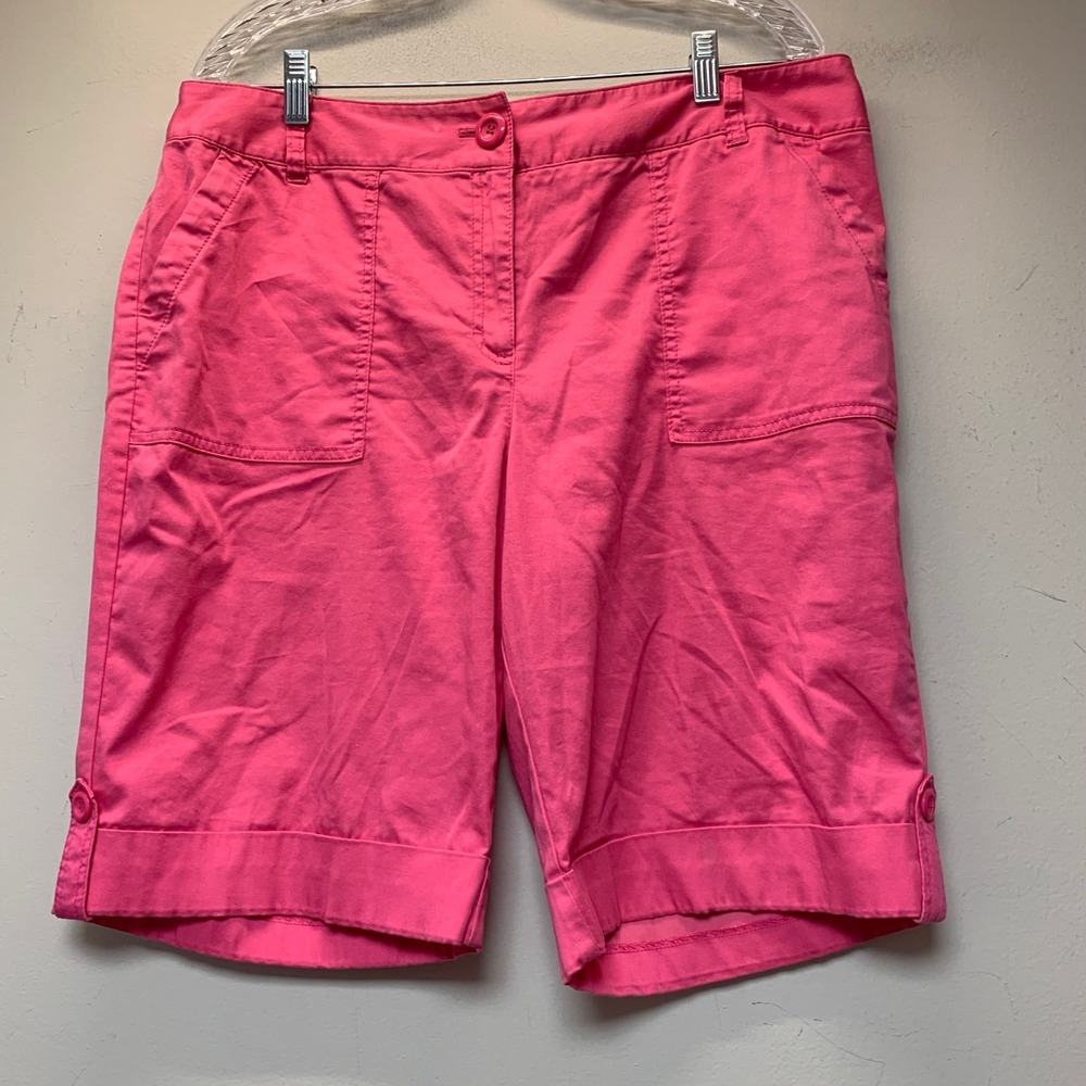 Chico's Bermuda Shorts Womens 3 Pink Excellent Cuffed Cotton Blend Stretch 13303
